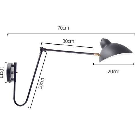 Applique murale avec bras articulé, lampe murale noire style industriel rétro et vintage (1/5)