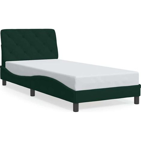 Cadre de lit en velours vert foncé (80x200 cm), matelas non inclus. (1/5)
