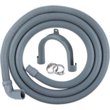 Tuyau d'évacuation de 2,50 m pour lave-linge et lave-vaisselle, comprenant colliers de support et de serrage, coude