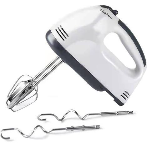 Handmixer, elektrischer Mixer, Handmixer zur Zubereitung von Kuchen, Eiern, Schlagsahne und anderen Speisen, mit 4 Edelstahl-Aufsätzen. (1/5)