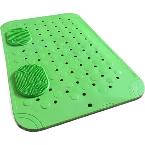 Tapis de bain Rectangulaire vert à picots massants, réversible, antidérapant, séchage rapide, 50 x 80 cm (1/4)