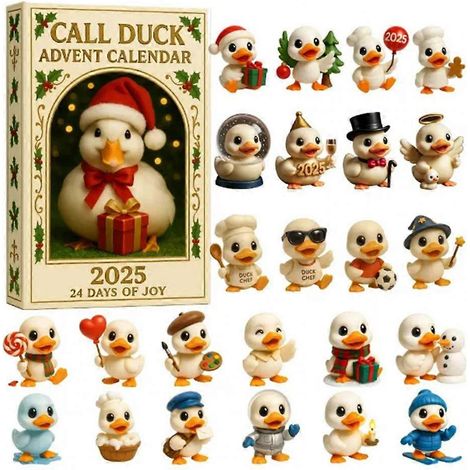 Décorations de Noël en forme de canard, feuillage festif, calendrier de l'Avent 2025 avec canard décoratif pour sapin (1/5)