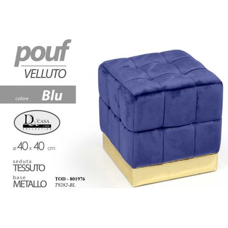 Quadratischer Samtpouf cm 40 blauer Hocker