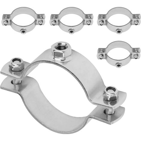5 Colliers Fixation Acier Nickelé Tube Ø25mm (1/3)