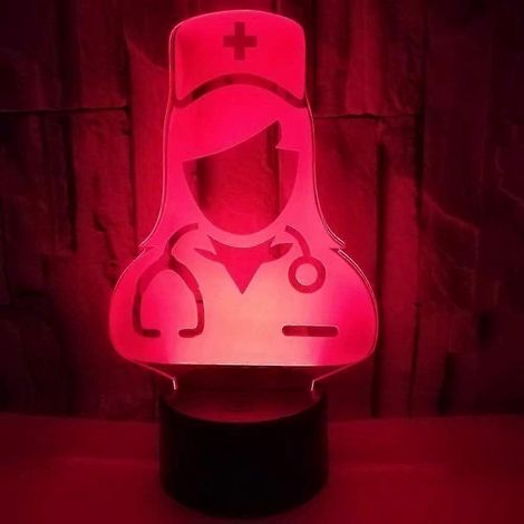3D-Tischlampe im Krankenschwester-Stil, optische Täuschung, 7 wechselnde Farben, LED, ideales Geschenk für Weihnachten, Zuhause, Geburtstag oder jeden anderen besonderen Anlass für Kinder. (1/4)