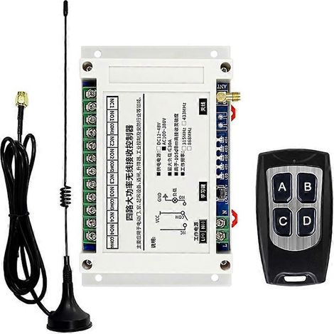 Télécommande sans fil 4 canaux 300 m AC100V-400V avec relais de commutation 30 A, émetteur-récepteur et antenne à ventouse, récepteur 315 MHz (1/5)