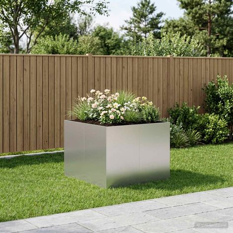 vidaXL Cache-pot de jardin Argenté 80 x 80 x 60 cm Acier galvanisé (1/5)