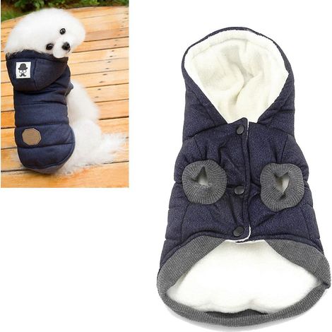 veste Capuche Pour Chien - Blue M, Pet Hooded Clothing, Warm Small Dog Winter Clothing, (m (chest : 37cm, Neck : 26cm)) (1/5)