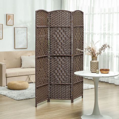 Cloison amovible Paravent intérieur en bois 3 panneaux séparateur de pièce pliable pour salon chambre 135 x 180 cm marron (1/5)