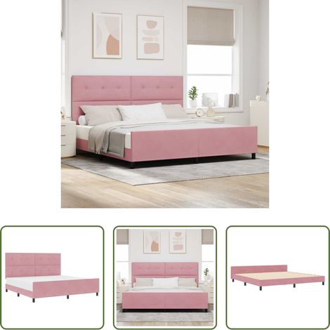 Samtbett - Boxspringbett mit Kopfteil Rosa 200 x 200 cm Samt (1/5)