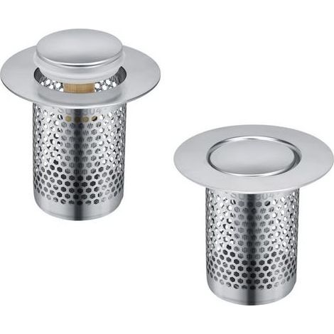 2 Pièces Filtre à Evier en Acier Inoxydable Cuisine, 33 × 51.3 mm Grille Douche, Bonde Evier Pop-Up en Noyau en Laiton, pour Cuisine, Salle de Bain, Baignoire (1/5)