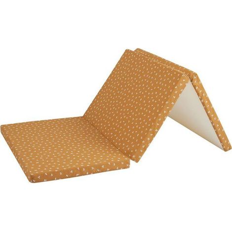 Matelas de voyage pliant 3 parties CANDIDE 120x60 cm - Mousse 4 cm Camel