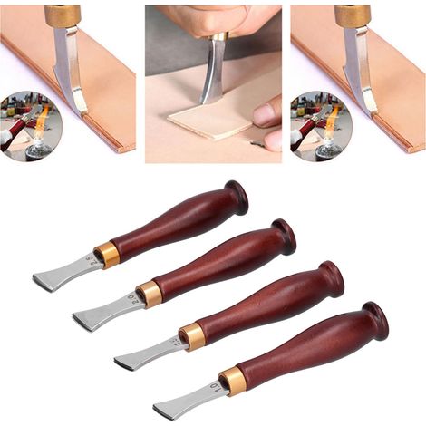 Outil de rainurage du cuir (4 pièces) : presse à coutures rondes peu profondes (1,0-2,5 mm), presse à bords de cuir, kit d'outils pour le rainurage du cuir (à faire soi-même). (1/5)