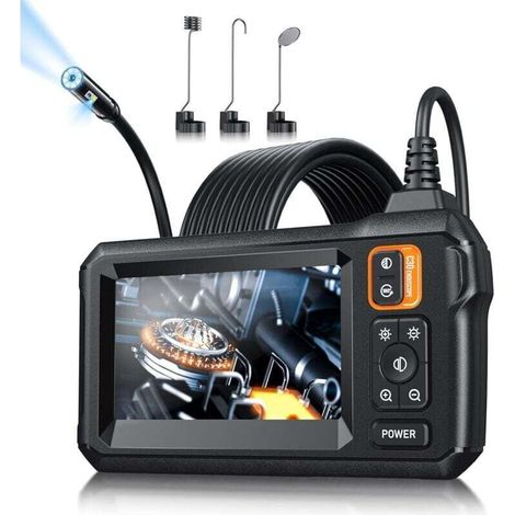 Caméra endoscopique avec lumière, caméra endoscopique étanche IP67 4,3 pouces 1080P HD endoscope industriel (5 m)