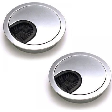 2 recessed round cable ducts, desk cable storage - 50mm opening (1/4)