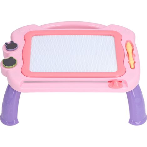 Tableau magnétique réutilisable, coloré et effaçable, avec pieds de table roses. (1/5)