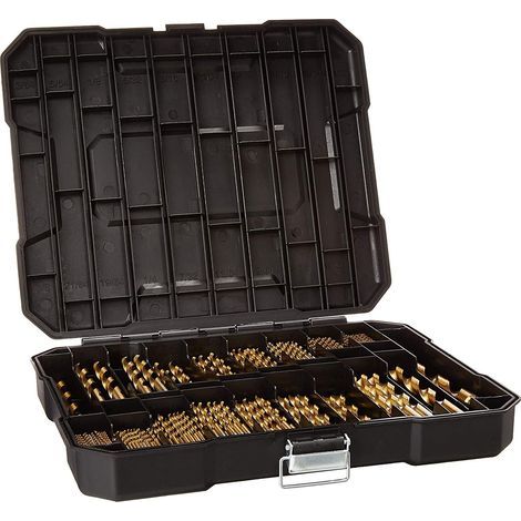 Applicable Coffret de 230 forets hélicoïdaux en titane, pointe à 135°, acier rapide, diamètres de 3/64" à 1/2", idéal pour percer le bois, la fonte, l'alliage d'aluminium, le plastique et la fibre de (1/5)