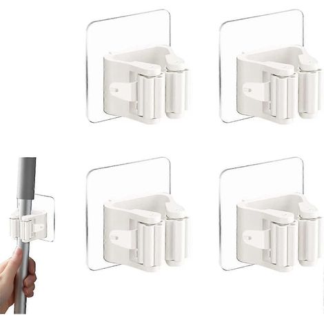 Lot de 4 supports muraux pour balais, porte-balais auto-adhésifs, crochet mural (1/5)