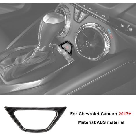 (Éclairage de secours) Garniture décorative de levier de vitesse et de volant en fibre de carbone ABS pour console centrale, compatible avec les accessoires intérieurs Chevrolet Camaro 2017+ (1/5)