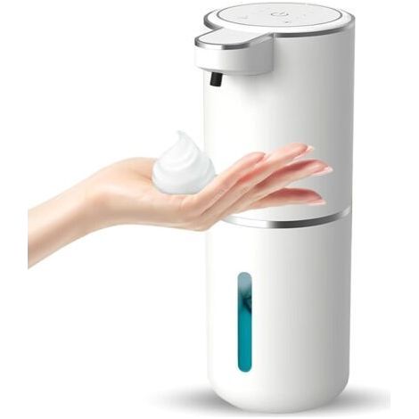 Automatic Soap Dispenser, Touchless Foaming Soap Dispenser, 400ml USB Rechargeable Dispenser, Wall Mount, 4 Levels, Adjustable Motion Sensor, Waterproof Pump (White (1/5)