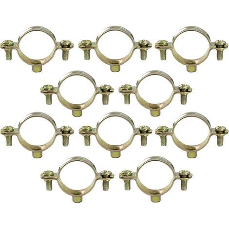 C60430 - Set of 10 clamps for mounting brackets Ø25 - wall mounting copper pipe clamp screw lug plumbing sanitary heating - steel (1/4)