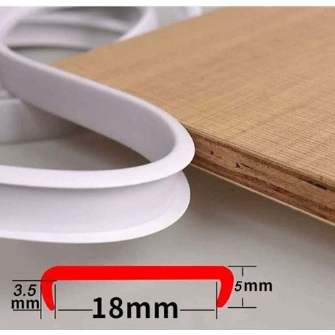 Self-adhesive, flexible, U-shaped PTE protective strip for furniture edges - for cabinet repair and furniture restoration (16 mm x 3 m, white) (1/4)
