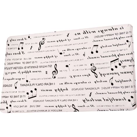Tapis De Bain Absorbant Antidérapant En Flanelle Avec Motif Note De Musique Pour Salle De Bain Et Cuisine 1 Pièce (1/5)