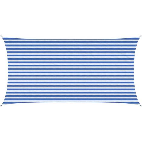 Voile d'ombrage à rayures bleues et blanches, 2,5 x 4,5 mètres, PEHD (1/5)