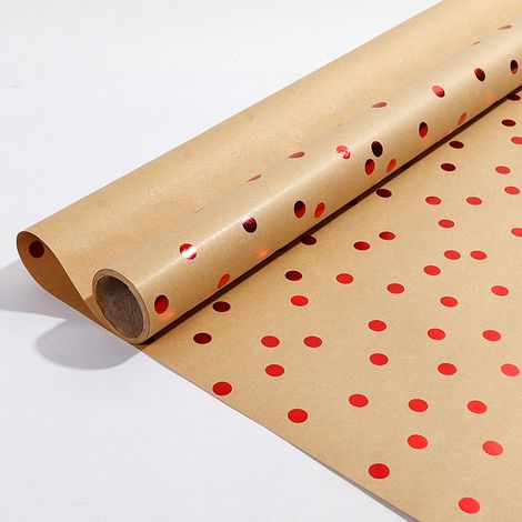 Papier kraft d'emballage de Noël (43 cm x 3 m), papier d'emballage décoratif, rouleau de papier toilette à faire soi-même (grand format)