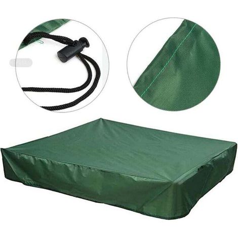 Couverture de Bac à Sable avec Cordon de Serrage Housse de Bac à Sable étanche à la Poussière Bâche de Protection, Vert (150x150 cm)