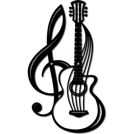 Décoration murale en métal guitare et note de musique – Fer de haute qualité – 30 x 17.5 cm – Pour intérieur et extérieur (1/5)