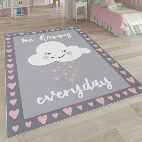 Paco Home Tapis Pour Enfant Tapis Chambre Enfant Étoile Lune Et Carreaux 120x160 cm, Pink 6 (1/5)