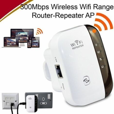 Répéteur WiFi 300 Mbps, 2,4 GHz, extension de réseau longue portée, port Ethernet, WPS, mode AP, installation facile, compatible avec tous les appareils WiFi) Prise UE (1/5)