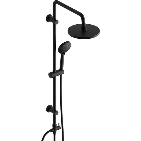Görbach Colonne de Douche en Acier inoxydable sans Mitigeur, Ensemble de Douche Pluie Mural avec Douchette Salle de Bain et Pommeau Douche 20 cm Noir (1/5)