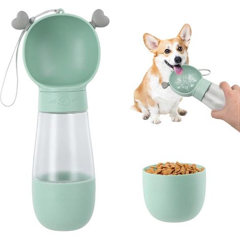 Filiyano-Bouteille d'eau portable pour chien, distributeur d'eau anti-fuite de 550 ml avec récipient à croquettes de 200 ml, idéale pour les voyages. (1/4)