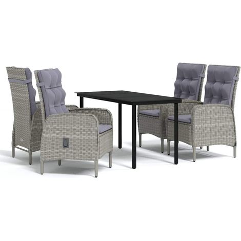 Maison Exclusive - Set da Pranzo da Giardino 5 pz con Cuscini Grigio e Nero (1/5)