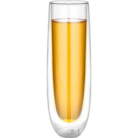 Flûtes à Champagne en Verre 150ML Double Paroi Faciles à Nettoyer Cadeau Élégant et Durable (1/4)