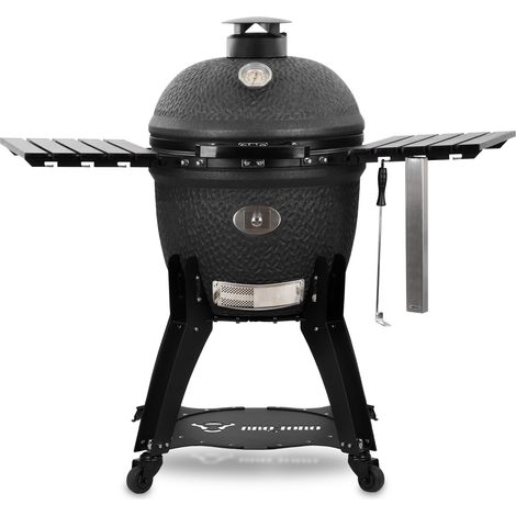 BBQ-Toro Kamado Grill "Yoru" Ø 62 cm Holzkohlegrill Keramikgrill mit Thermometer, Rädern, matt schwarz (1/5)