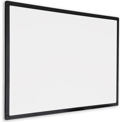 Pizarra blanca con marco negro - Esmaltada - Magnética - 100x200 cm