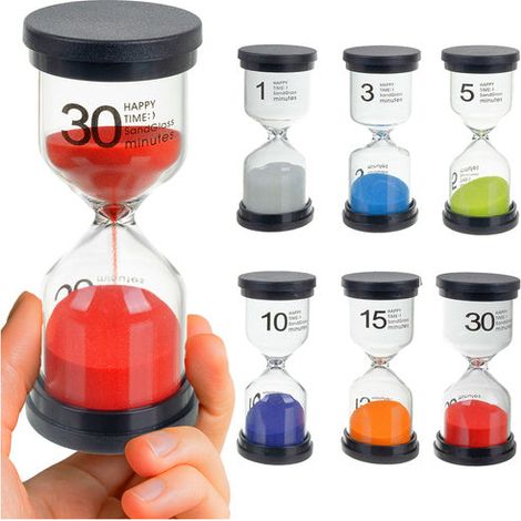 Juego de relojes de arena multicolor, 6 piezas, temporizadores de 1 a 30 minutos (1/5)
