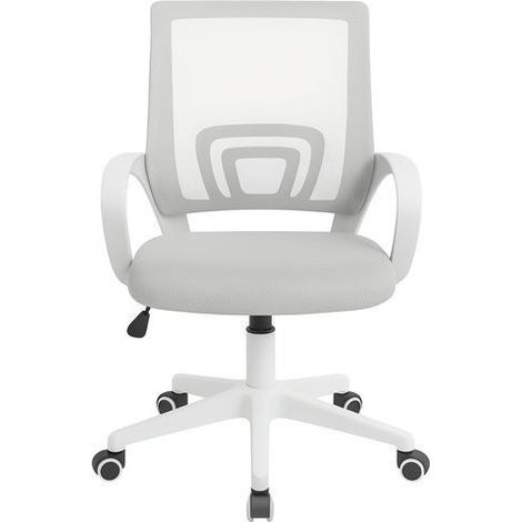 Silla de Oficina Blanca Ergonómica Giratoria 360° con Respaldo de Malla y Asiento Acolchado Ideal para Trabajo y Estudio