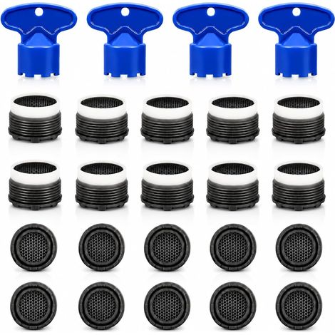 20 x Aerator Tap Aerator, 18.5 mm and 4 Key, Male Aerator with Standard Thread, Flow Reducer for Sink, Washbasin, Kitchen, Bathroom and Easy Installation (1/5)