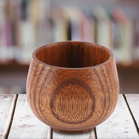 Handgefertigter Becher aus Naturholz, naturbelassene Holzfarbe, handgefertigter Becher für Kaffee, Tee, Bier, Saft, Milch, Modell Nr. 2 (1/5)