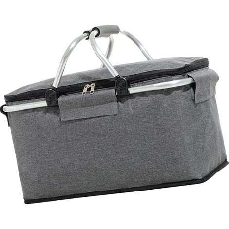 Panier isotherme pliable grande capacité, portable, pour pique-nique, voyage et camping (gris) (1/5)