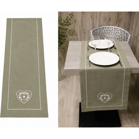 Chemin de table kaki 45x150cm - 45x150cm - Vert kaki