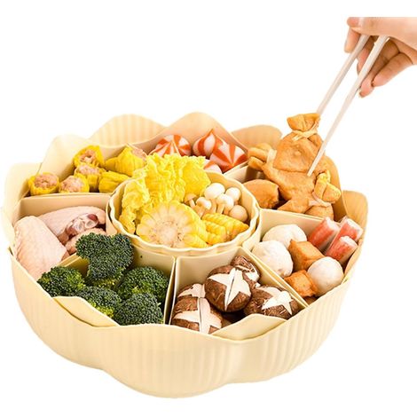 Plateau de service avec séparateurs, boîte à goûter multifonction rotation à 360 degrés, plateau élégant pour charcuterie, plateau de service facile à , plateau de service pour légume (1/5)