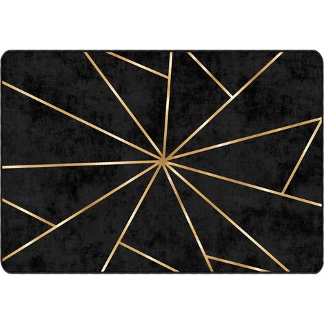 Tapis de sol,Tapis lavable noir et doré 160x230 cm antidérapant CFW902569 (1/5)