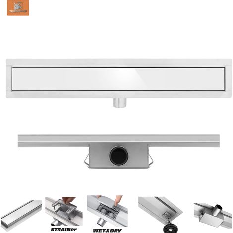 Duschrinne, Bodenablauf 70cm White Glass