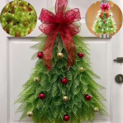 Guirlande de décoration pour sapin de Noël, avec lumières lumineuses Guirlande pour sapin de Noël, pour porte, clôture, décoration de fenêtre (1/5)
