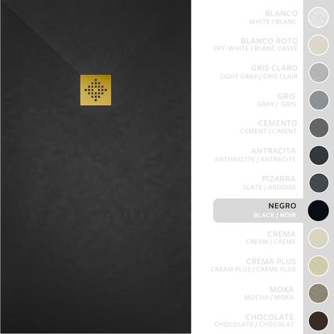 SOULBATH Receveur de Douche -Résine -Gel Coat -Texture Lisse/Pierre -Antidérapant -Couleur Noir - 130X75- Extra plat 3cm. Bonde de Vidage incluse - GRILLE DORÉE (1/5)